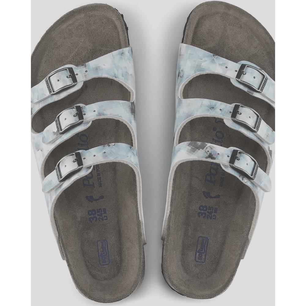 Birkenstock Papillio Florida 3 strap slide sandal blue white rose blue 37/6-6.5
